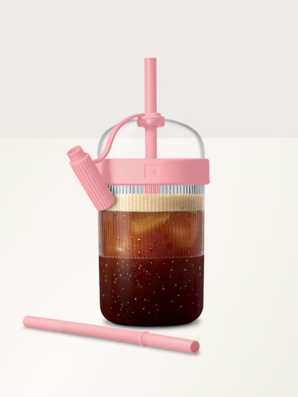 Nespresso NWT Nomad Bubblegum Pink Iced Coffee Travel Tumbler with Straw